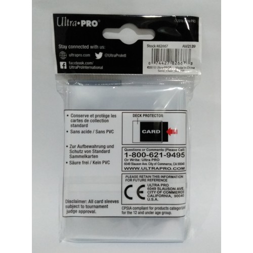 Ultra PRO 'Deck Protector' Sleeves Clear Standard Size Card 50ct 66 x 91mm 82667 